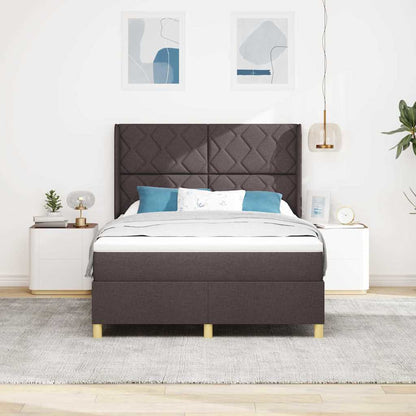Letto a molle con strisce LED Marrone 140 x 200 cm Tessuto | homemem39