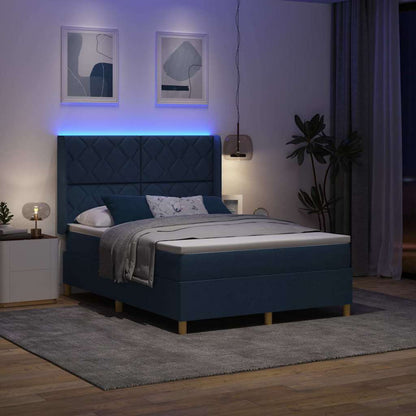 Letto a molle con strisce LED Blu 140 x 200 cm Tessuto | homemem39