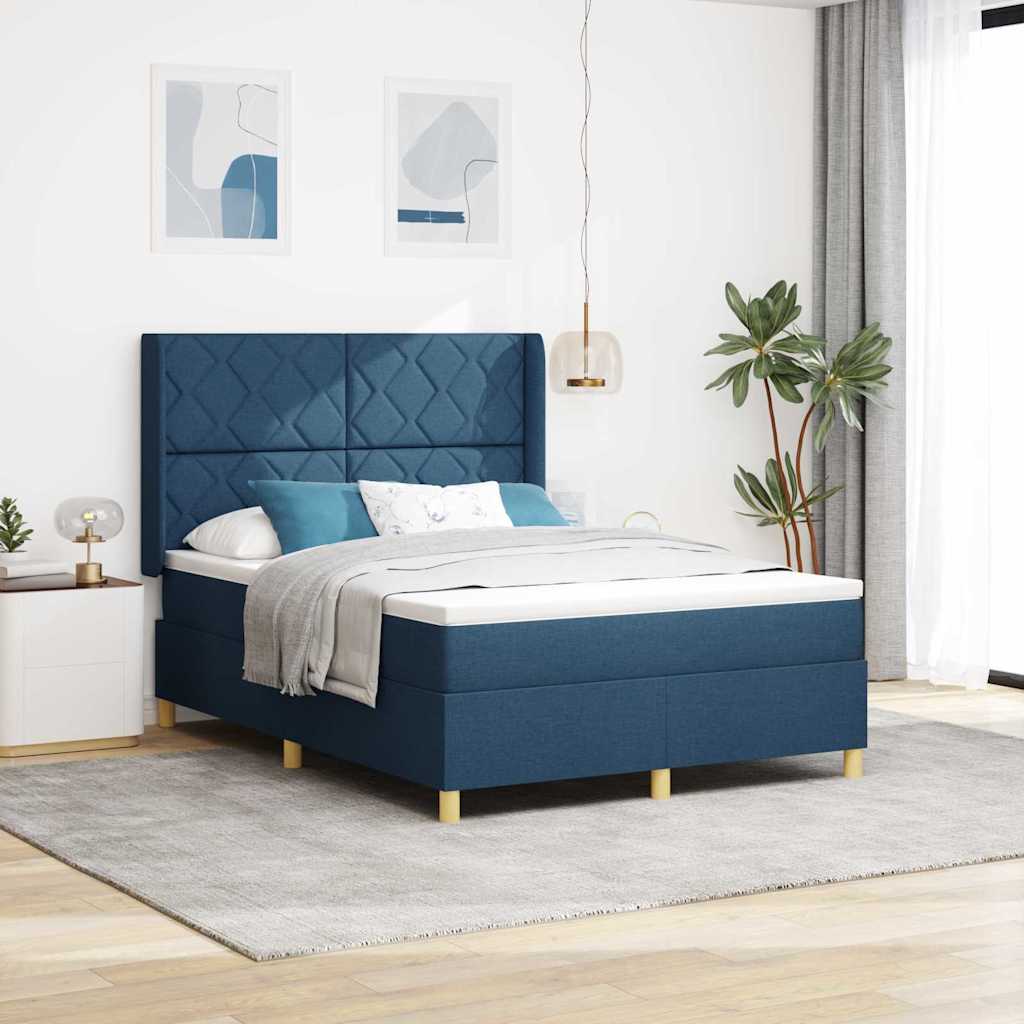Letto a molle con strisce LED Blu 140 x 200 cm Tessuto | homemem39
