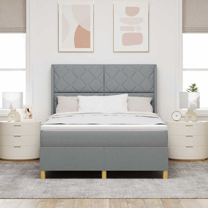 Letto a molle con testiera Grigio chiaro 160 x 200 cm Tessuto | homemem39