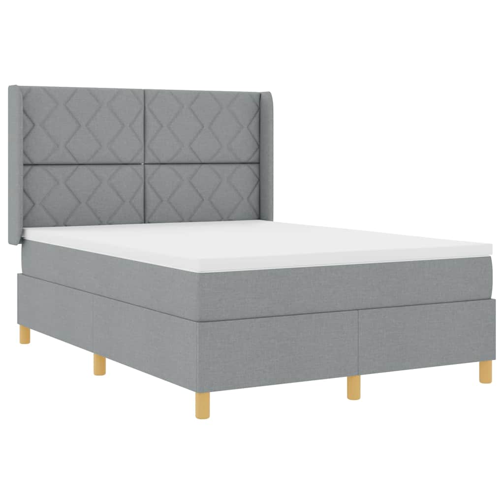 Letto a molle con testiera Grigio chiaro 160 x 200 cm Tessuto | homemem39