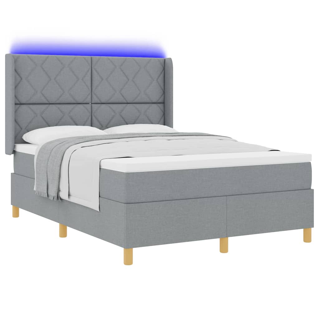 Letto a molle con testiera Grigio chiaro 160 x 200 cm Tessuto | homemem39