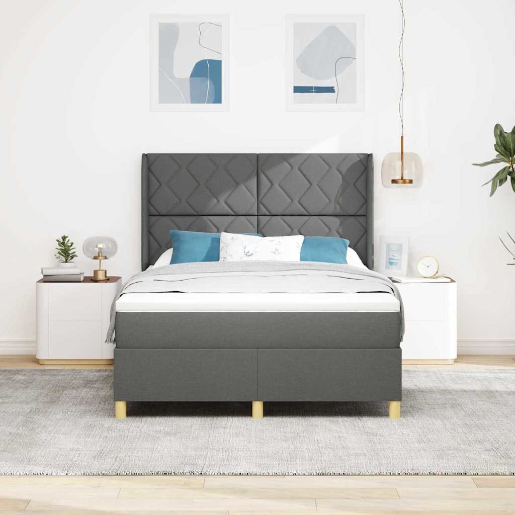 Letto a molle con strisce LED Grigio 160 x 200 cm Tessuto | homemem39