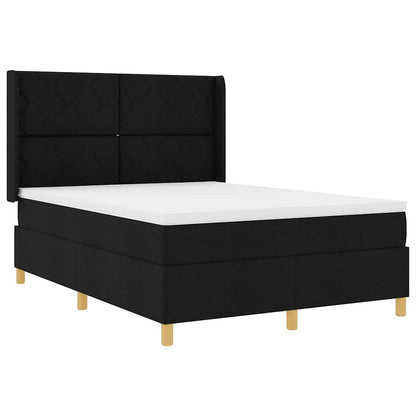 Letto a molle con strisce LED Nero 160 x 200 cm Tessuto