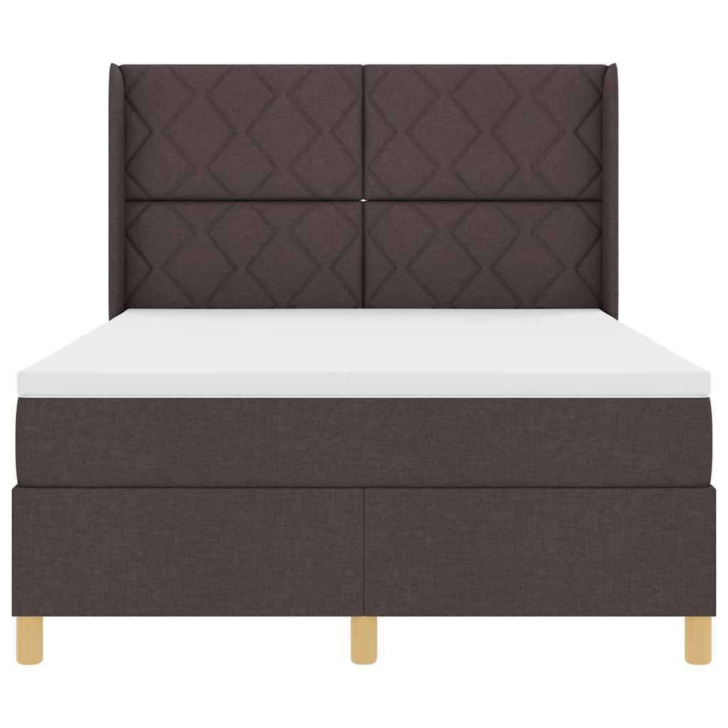 Letto a molle con materasso Marrone 160 x 200 cm Tessuto
