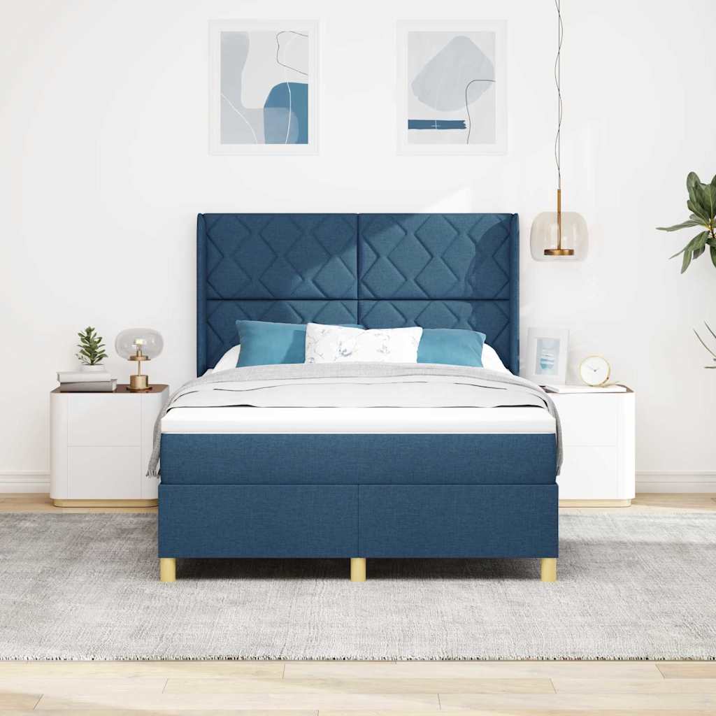 Letto a molle con strisce LED Blu 160 x 200 cm Tessuto | homemem39