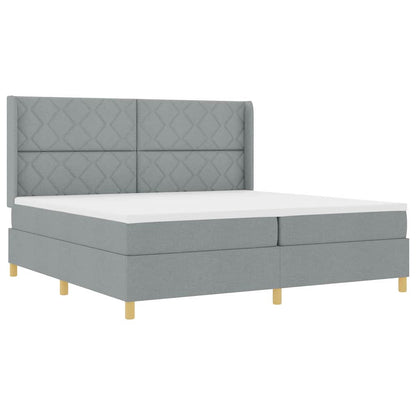 Letto a molle con testiera Grigio chiaro 200 x 200 cm Tessuto | homemem39