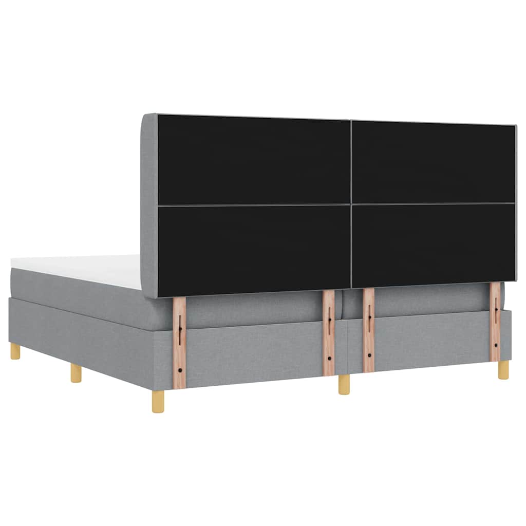 Letto a molle con testiera Grigio chiaro 200 x 200 cm Tessuto | homemem39