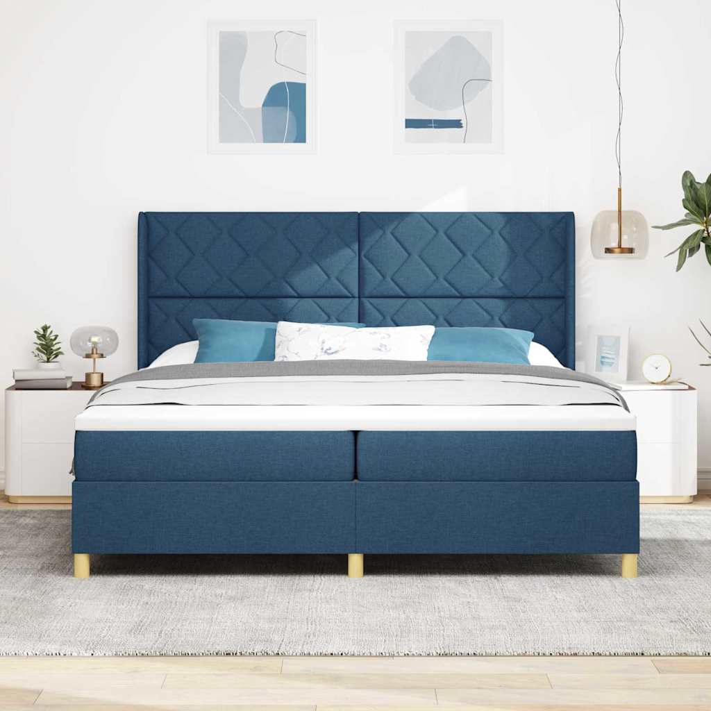 Letto a molle con strisce LED Blu 200 x 200 cm Tessuto | homemem39