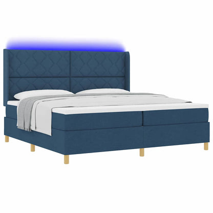 Letto a molle con strisce LED Blu 200 x 200 cm Tessuto | homemem39