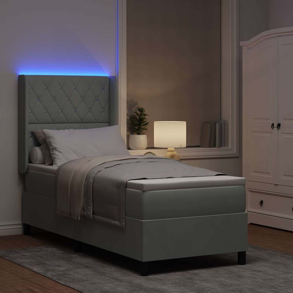 Letto a molle con materasso Grigio chiaro 80 x 200 cm Velluto | homemem39