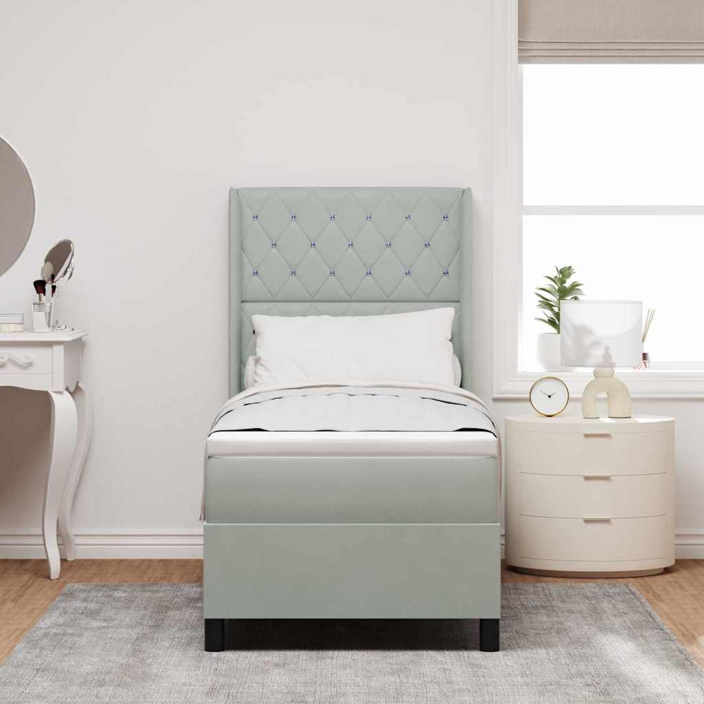 Letto a molle con materasso Grigio chiaro 80 x 200 cm Velluto | homemem39