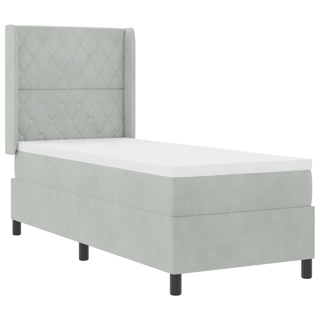 Letto a molle con materasso Grigio chiaro 80 x 200 cm Velluto | homemem39