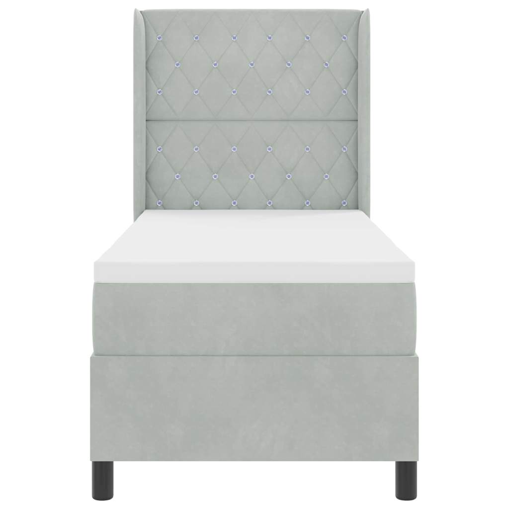 Letto a molle con materasso Grigio chiaro 80 x 200 cm Velluto | homemem39