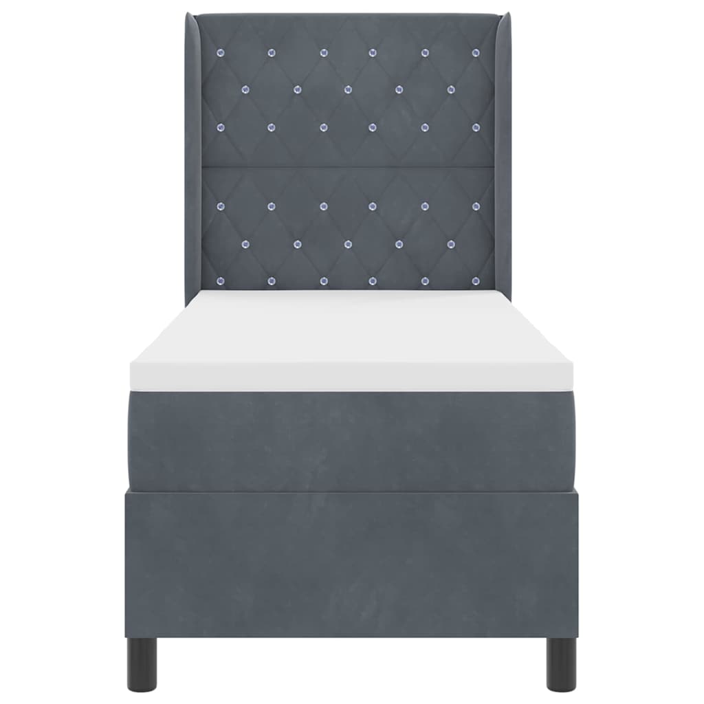 Letto a molle con materasso Grigio scuro 80 x 200 cm Velluto | homemem39