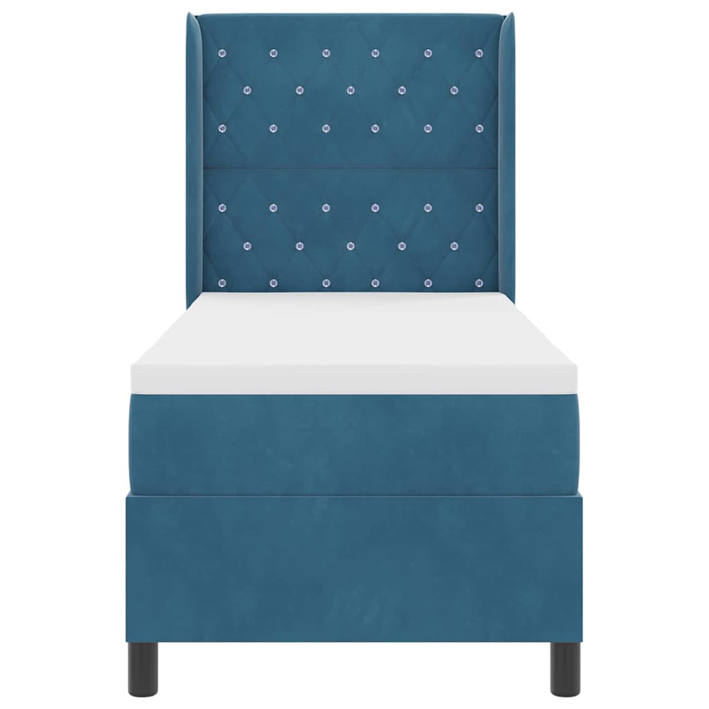 Letto a molle con materasso con led Blu 80 x 200 cm Velluto | homemem39