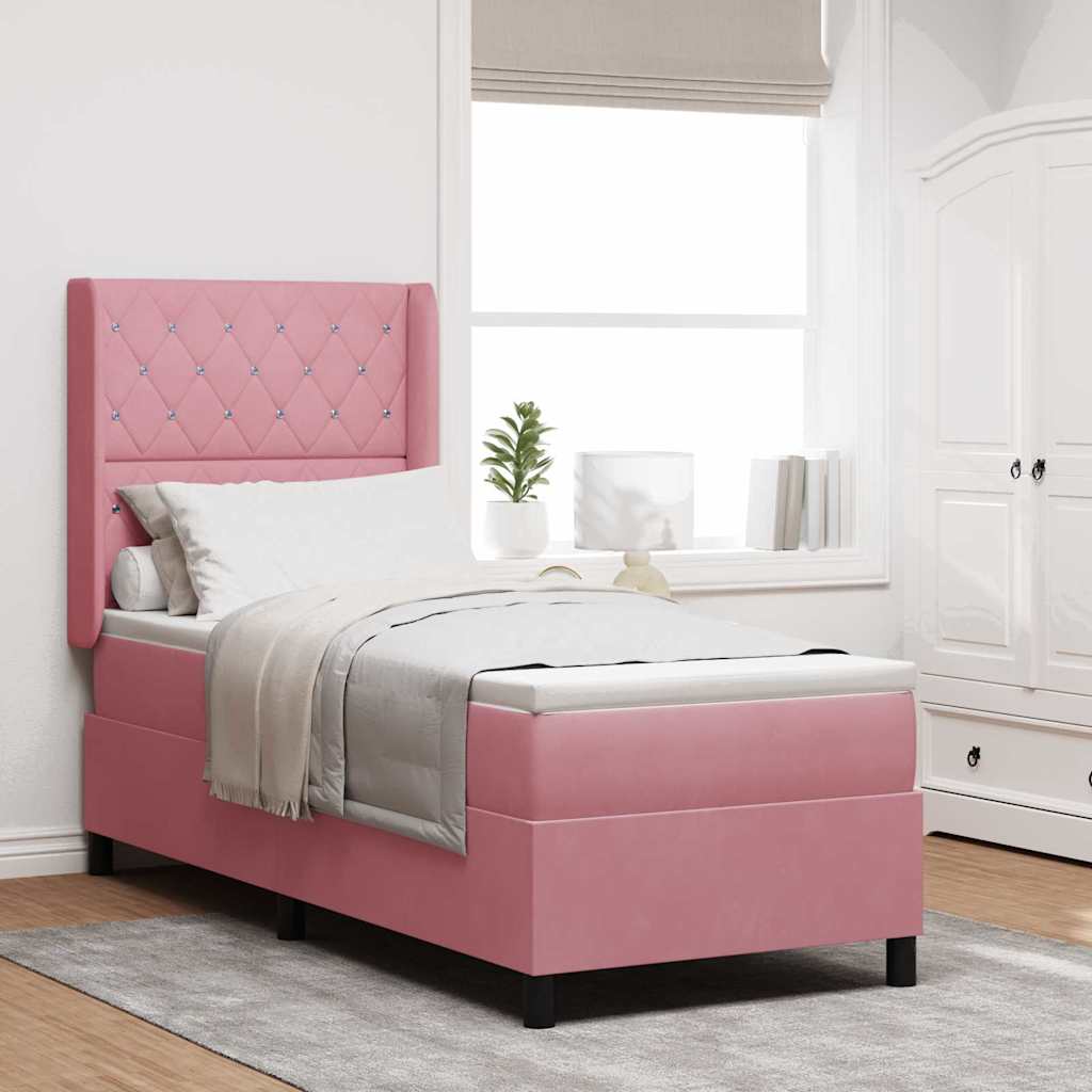 Letto a molle con materasso con led Rosa 80 x 200 cm Velluto | homemem39