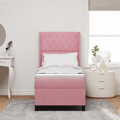 Letto a molle con materasso con led Rosa 80 x 200 cm Velluto | homemem39