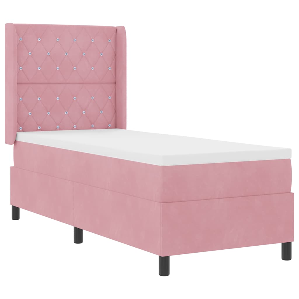 Letto a molle con materasso con led Rosa 80 x 200 cm Velluto | homemem39