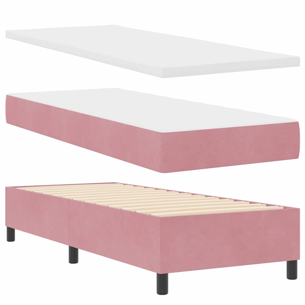 Letto a molle con materasso con led Rosa 80 x 200 cm Velluto | homemem39