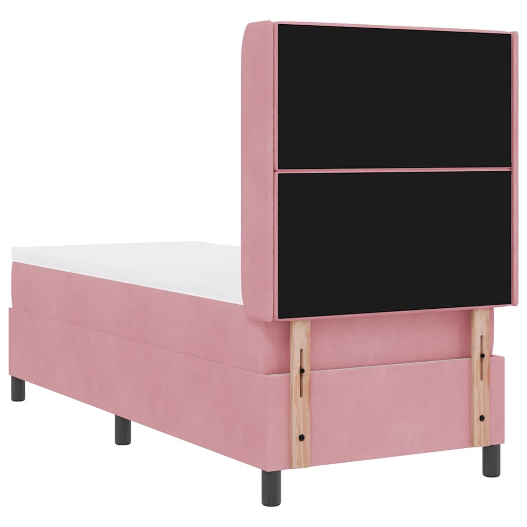 Letto a molle con materasso con led Rosa 80 x 200 cm Velluto | homemem39