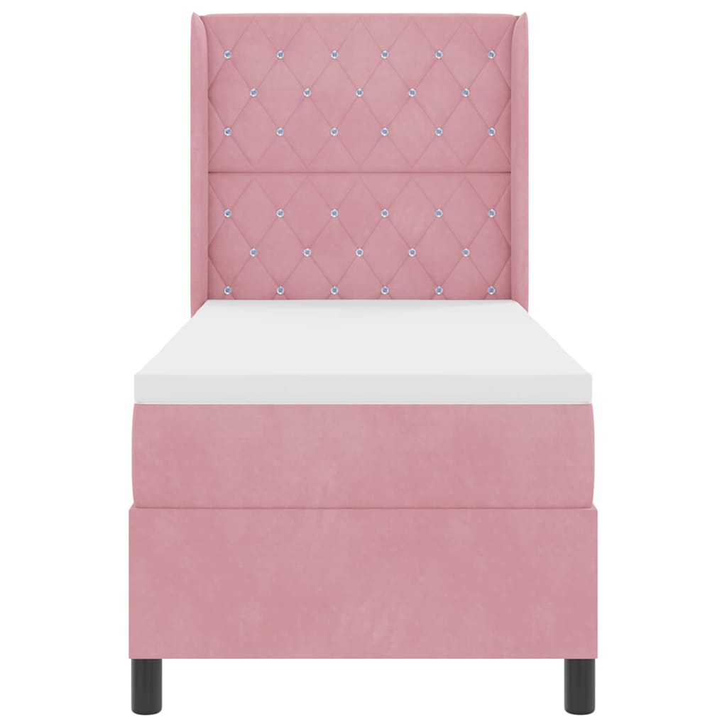 Letto a molle con materasso con led Rosa 80 x 200 cm Velluto | homemem39