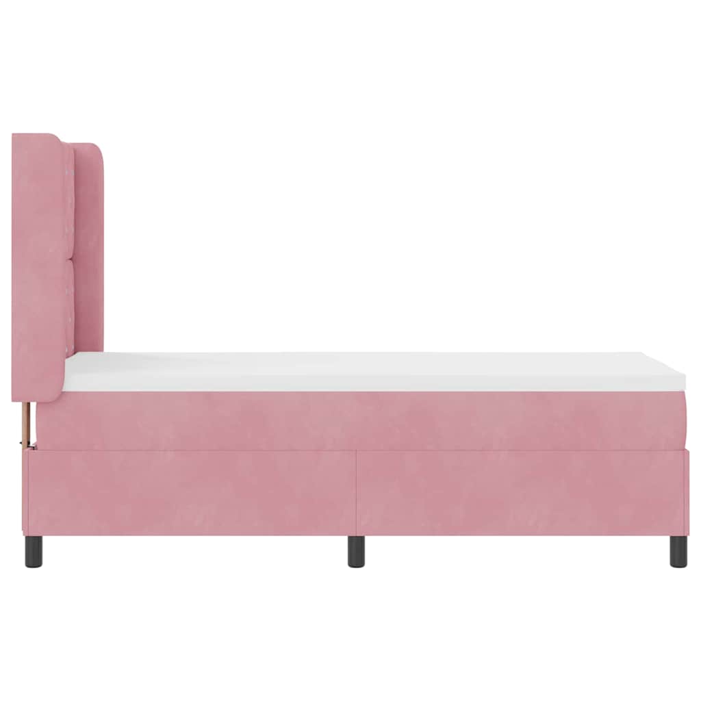 Letto a molle con materasso con led Rosa 80 x 200 cm Velluto | homemem39