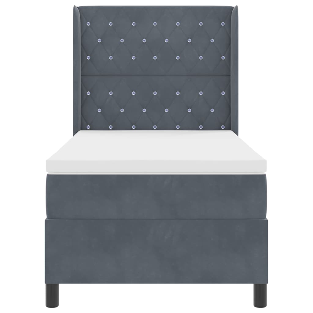Letto a molle con materasso Grigio scuro 90 x 190 cm Velluto | homemem39