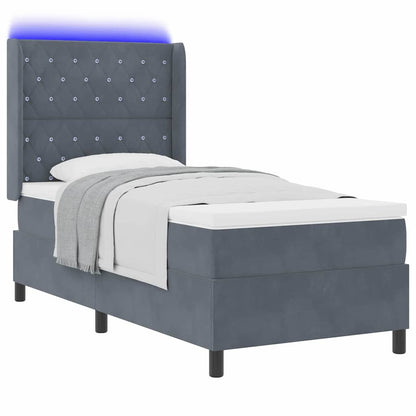 Letto a molle con materasso Grigio scuro 90 x 190 cm Velluto | homemem39