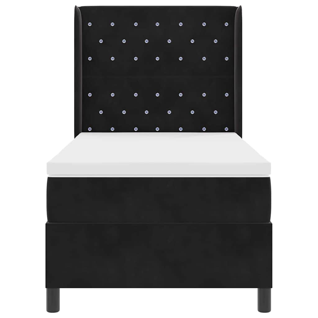 Letto a molle con materasso con led Nero 90 x 200 cm Velluto | homemem39