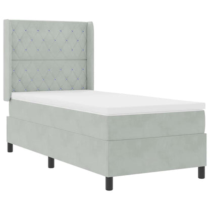 Letto a molle con materasso Grigio chiaro 100 x 200 cm Velluto | homemem39