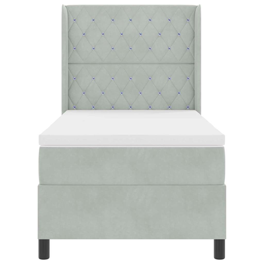 Letto a molle con materasso Grigio chiaro 100 x 200 cm Velluto | homemem39