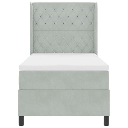 Letto a molle con materasso Grigio chiaro 100 x 200 cm Velluto | homemem39