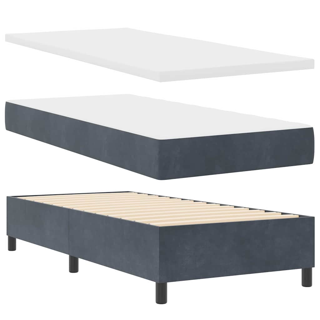 Letto a molle con materasso Grigio scuro 100 x 200 cm Velluto | homemem39