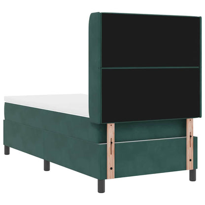 Letto a molle con materasso Verde Scuro 100 x 200 cm Velluto | homemem39