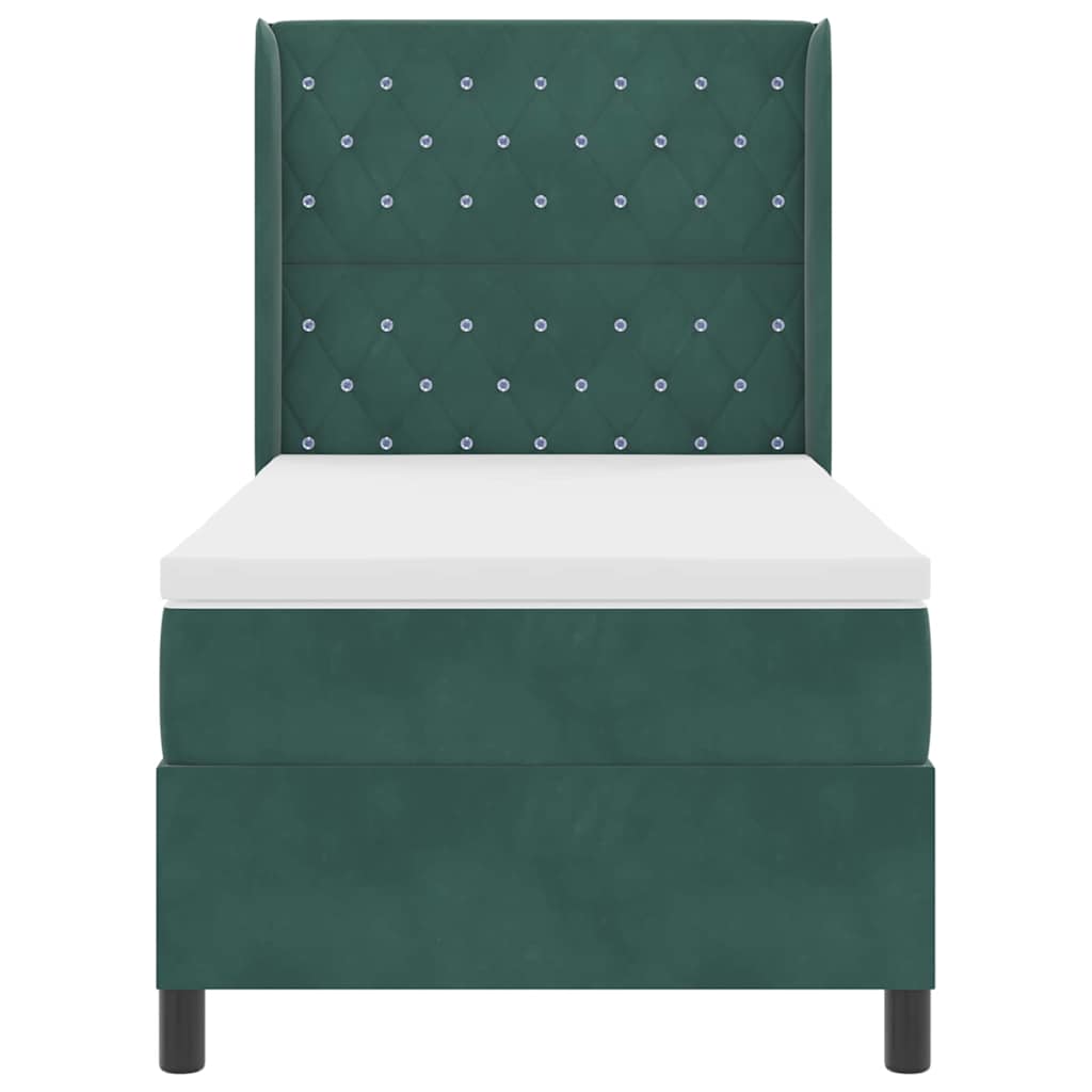 Letto a molle con materasso Verde Scuro 100 x 200 cm Velluto | homemem39