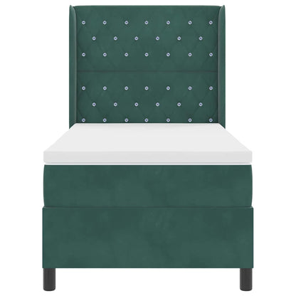 Letto a molle con materasso Verde Scuro 100 x 200 cm Velluto | homemem39