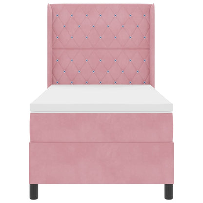 Letto a molle con materasso con led Rosa 100 x 200 cm Velluto | homemem39