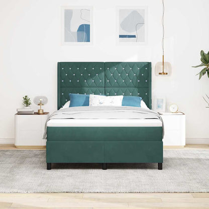 Letto a molle con strisce LED Verde 140 x 190 cm Velluto | homemem39