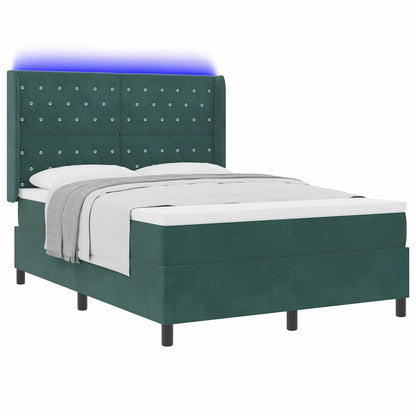 Letto a molle con strisce LED Verde 140 x 190 cm Velluto | homemem39
