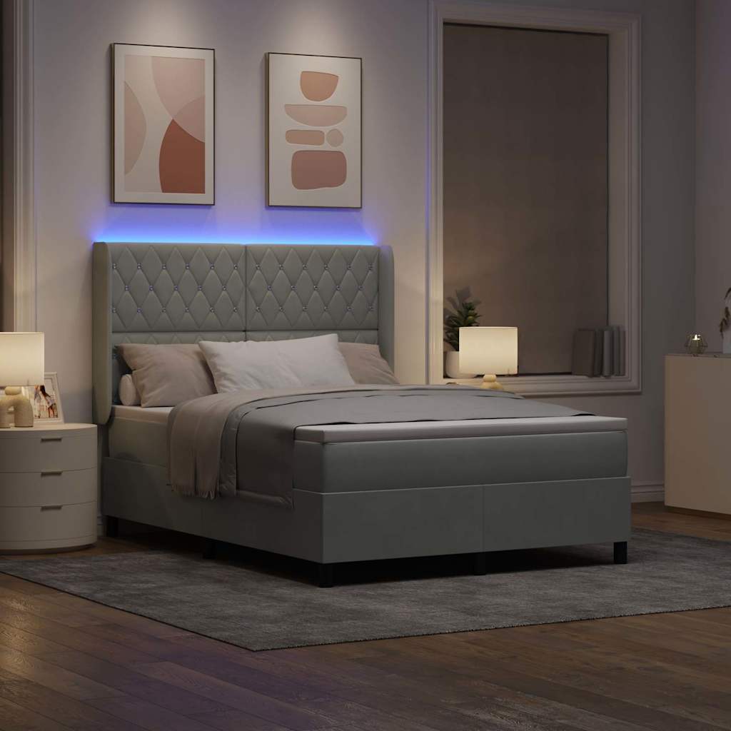 Letto a molle con testiera Grigio chiaro 140 x 200 cm Velluto | homemem39