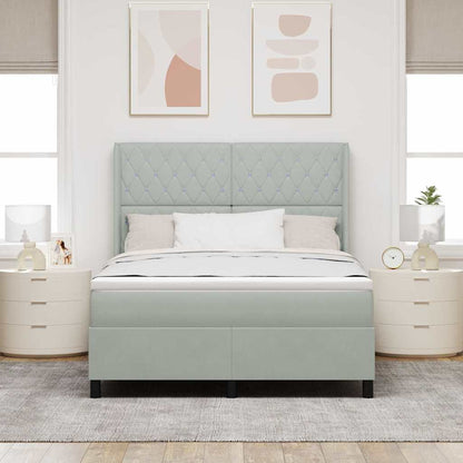 Letto a molle con testiera Grigio chiaro 140 x 200 cm Velluto | homemem39