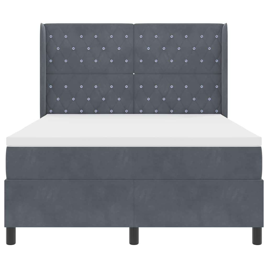 Letto a molle con strisce LED Grigio scuro 140 x 200 cm Velluto | homemem39