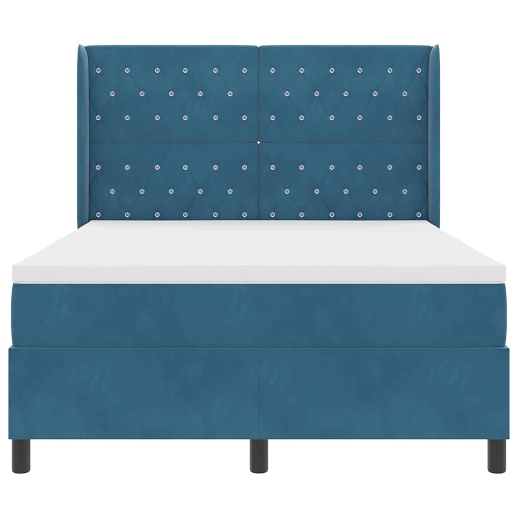 Letto a molle con strisce LED Blu 140 x 200 cm Velluto | homemem39