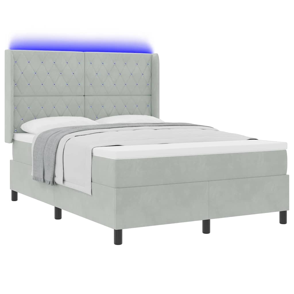 Letto a molle con materasso Grigio chiaro 160 x 200 cm Velluto | homemem39