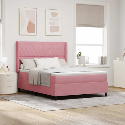 Letto a molle con materasso con led Rosa 160 x 200 cm Velluto | homemem39