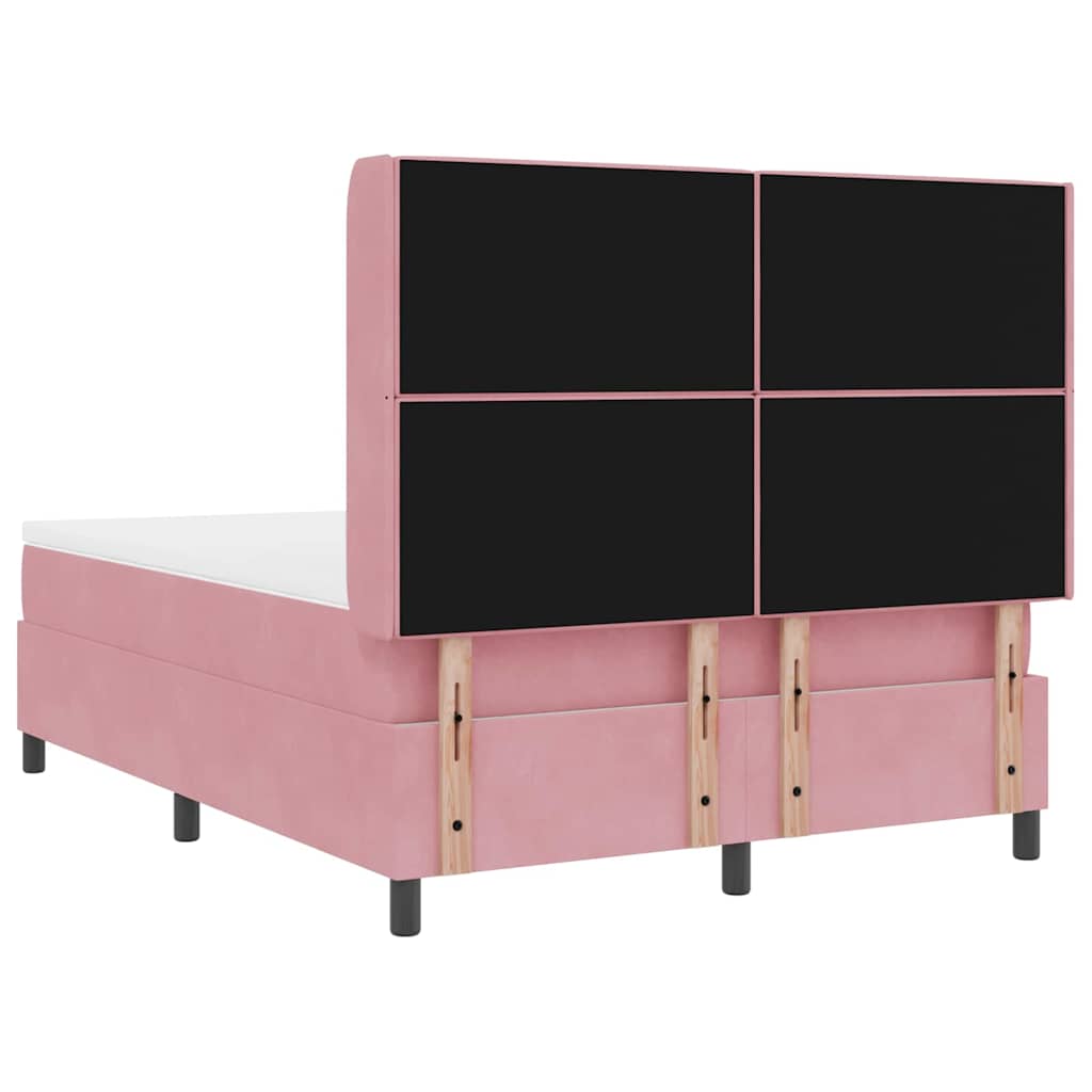 Letto a molle con materasso con led Rosa 160 x 200 cm Velluto | homemem39