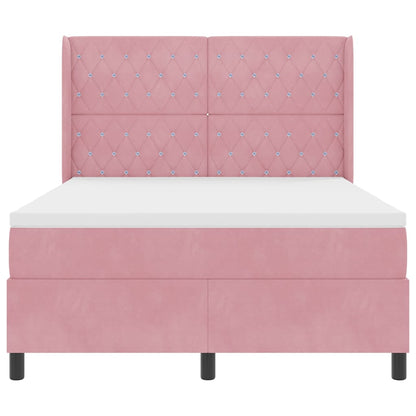 Letto a molle con materasso con led Rosa 160 x 200 cm Velluto | homemem39
