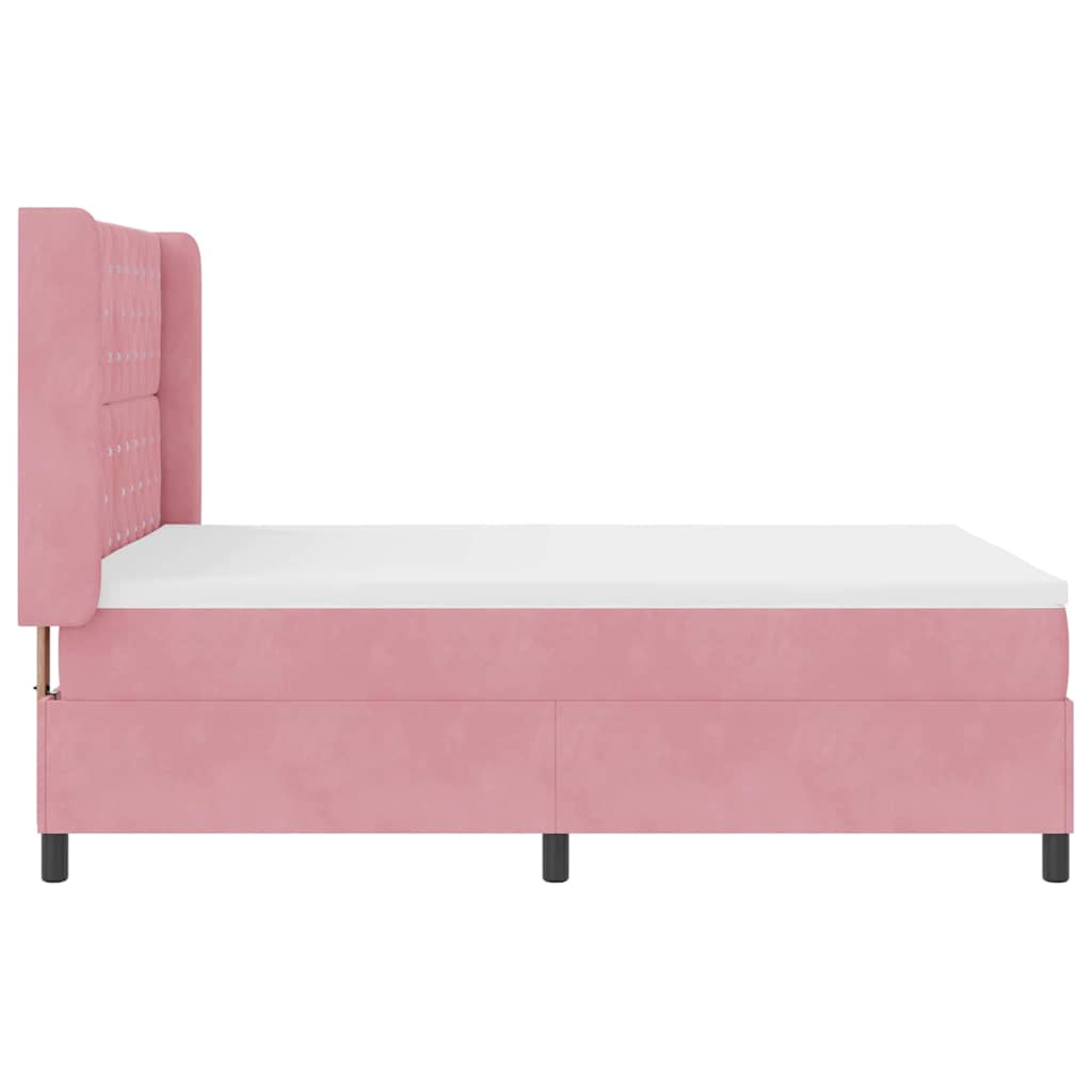 Letto a molle con materasso con led Rosa 160 x 200 cm Velluto | homemem39