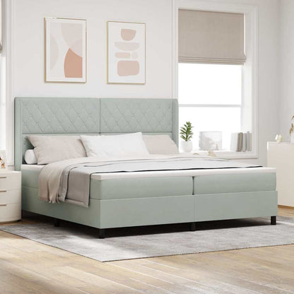 Letto a molle con materasso Grigio chiaro 200 x 200 cm Velluto | homemem39